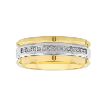 Believe by Brilliance Men's 1/10 C.t.t.w. Diamond Ring in Yellow Gold Tone Tungsten - Wedding Band