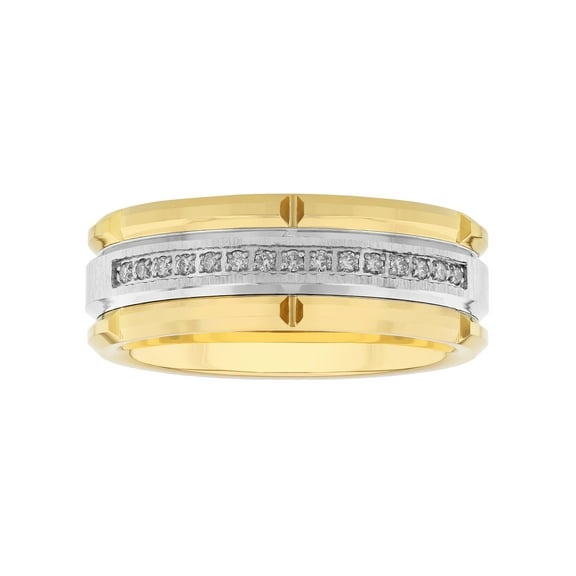 Believe by Brilliance Men's 1/10 C.t.t.w. Diamond Ring in Yellow Gold Tone Tungsten - Wedding Band