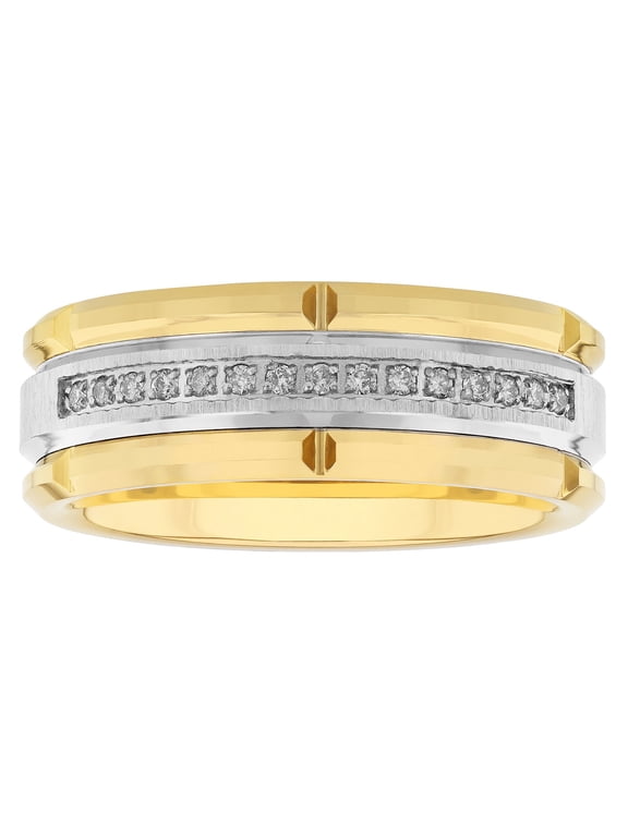 Believe by Brilliance Men's 1/10 C.t.t.w. Diamond Ring in Yellow Gold Tone Tungsten - Wedding Band