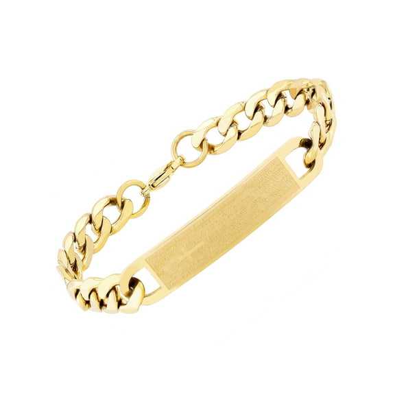 Believe by Brilliance Men's Gold-Tone Stainless Steel Lord's Prayer Bracelet