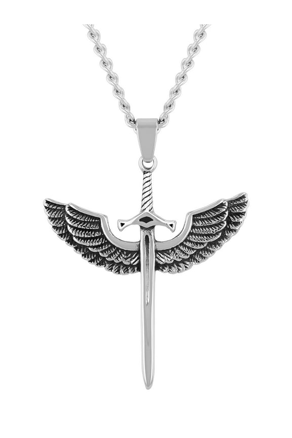 Men's Stainless Steel Eagle Wings and Sword Pendant