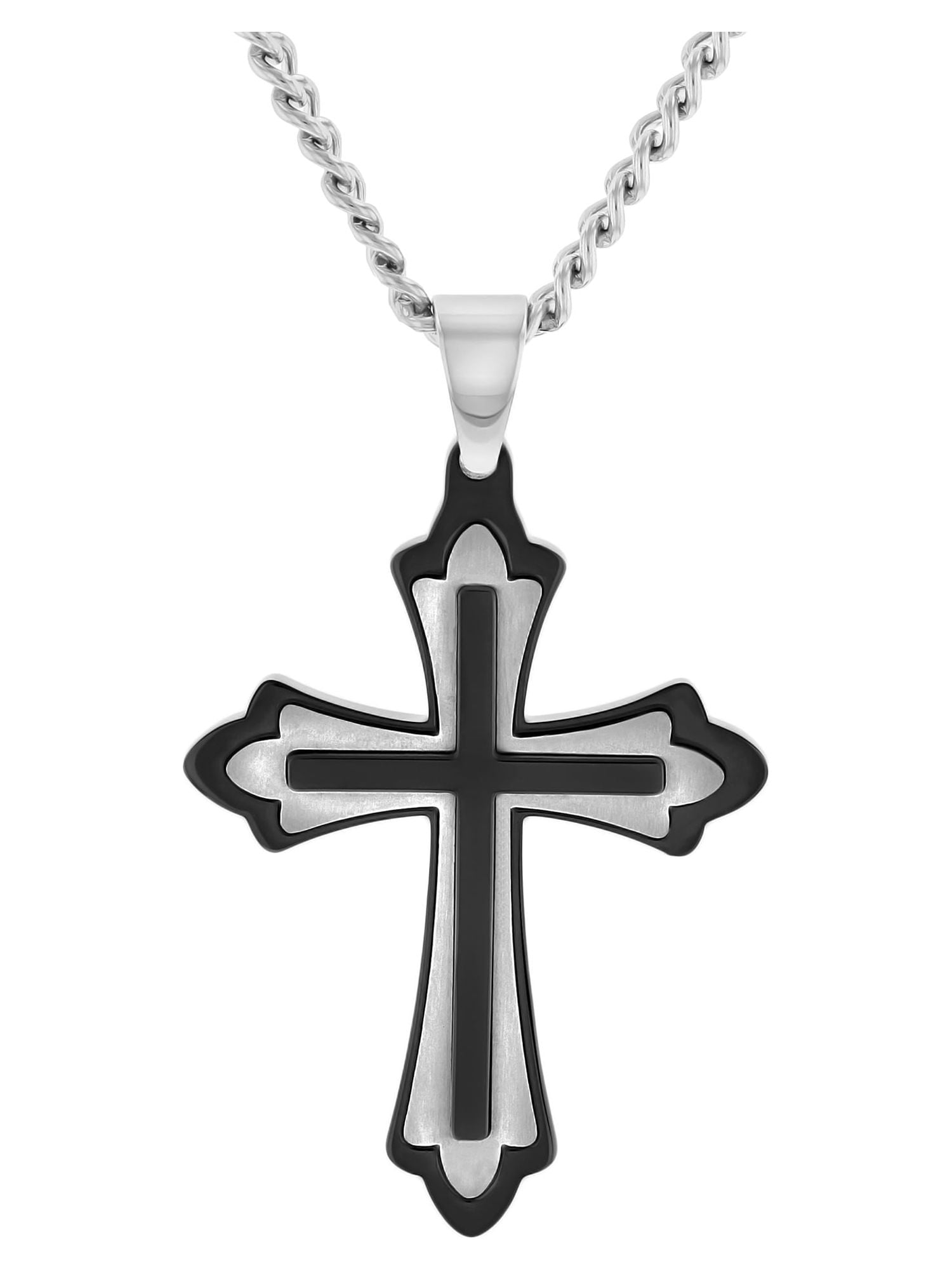 Men's Two-Tone Gold Stainless Steel Crucifix Cross Pendant, 24