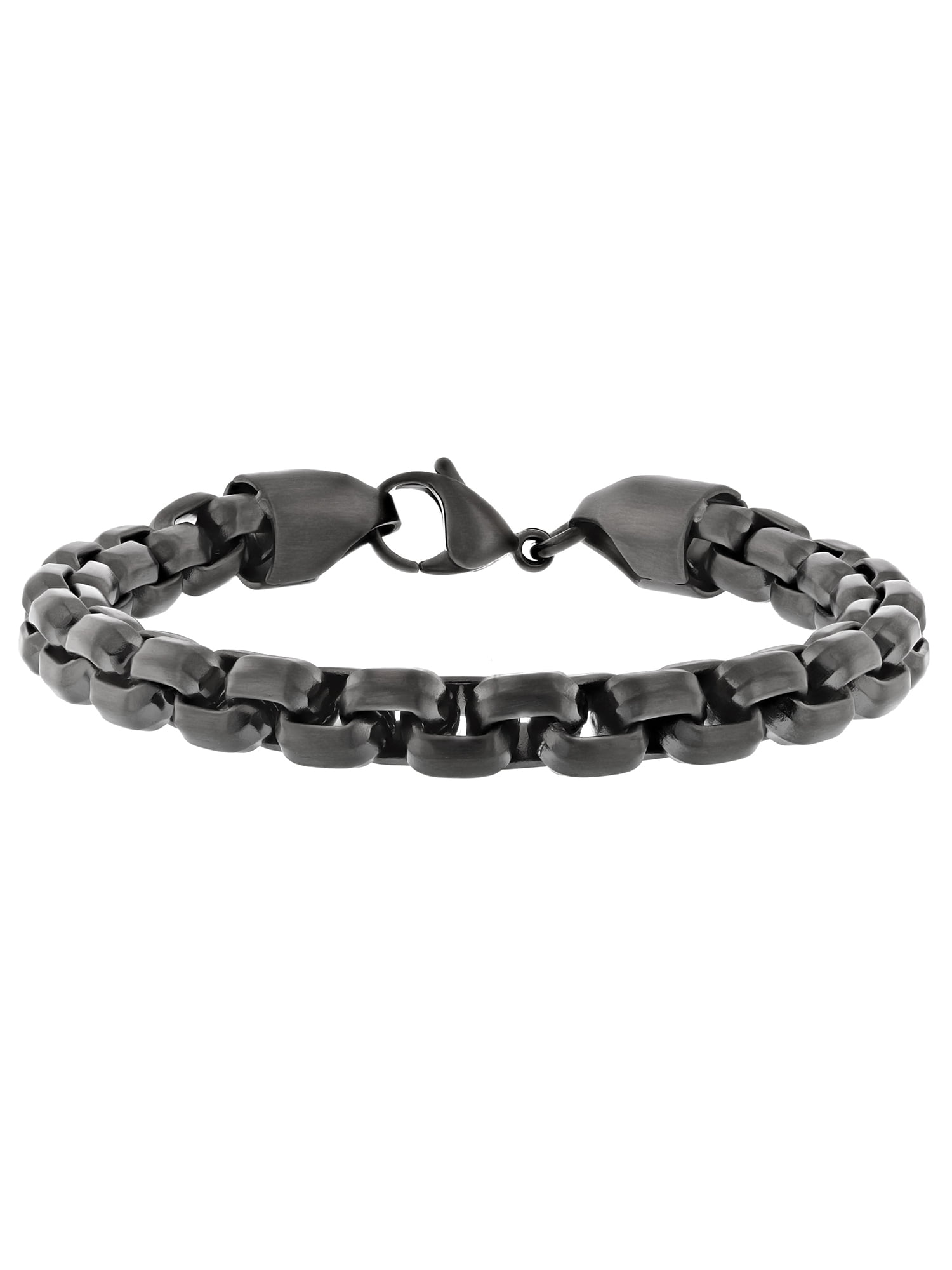 Believe by Brilliance Men's Black Stainless Steel & Faux Leather Three  Strand Bracelet 