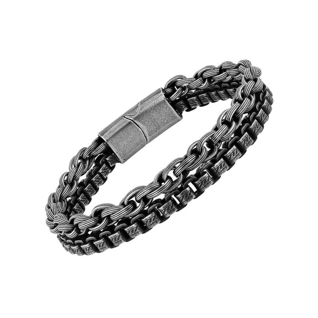 Believe by Brilliance Men's Stainless Steel Gunmetal Tone Stacked ...