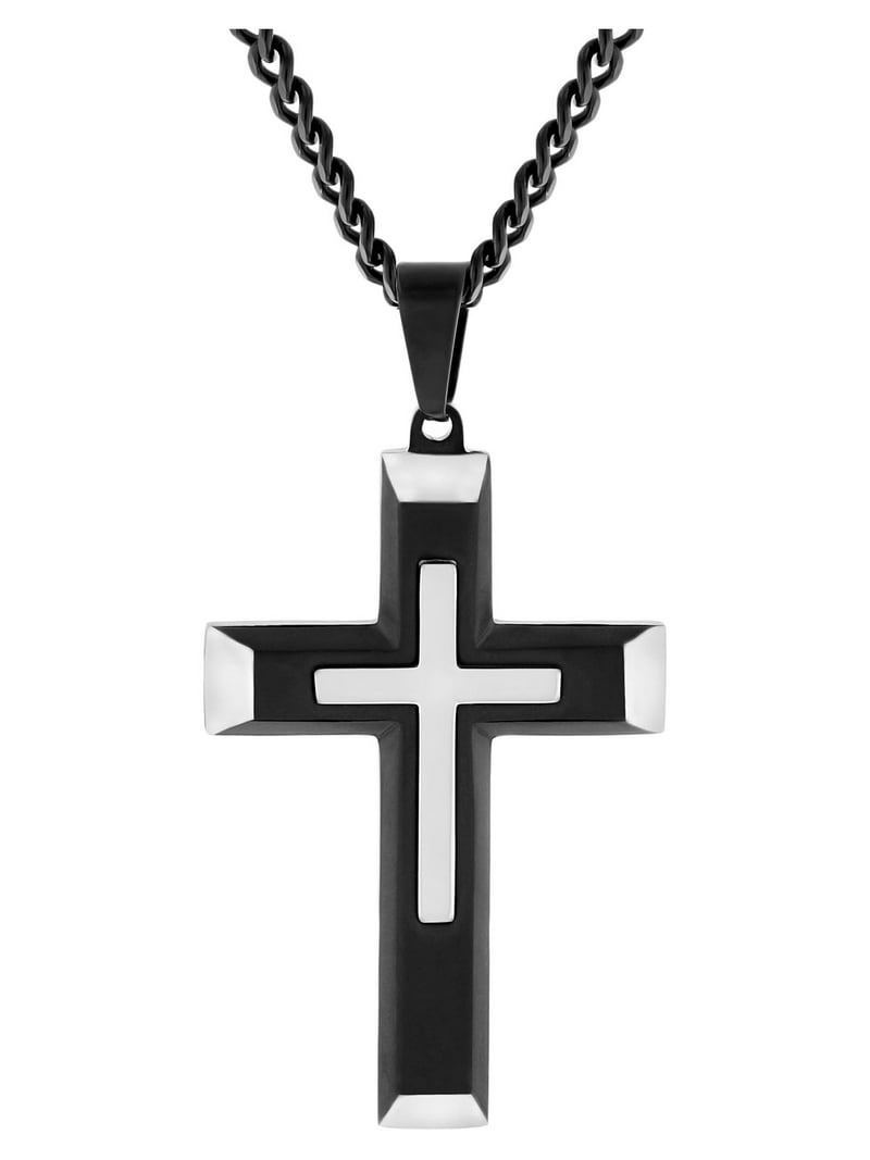Believe by Brilliance Men's Stainless Steel Two Tone Stacked Cross