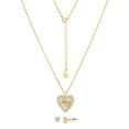 thumbnail image 1 of Believe by Brilliance Mother of Pearl & Cubic Zirconia Heart Necklace Set in 14KT Gold Flash Plated, 1 of 7