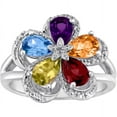 thumbnail image 1 of Believe by Brilliance Multi-Gemstone Sterling Silver Flower Shape Fashion Ring, 1 of 1
