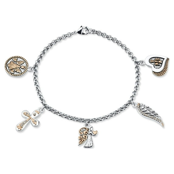 Believe by Brilliance Rose Gold Two-Tone Stainless Steel Charm Bracelet, 7.5"