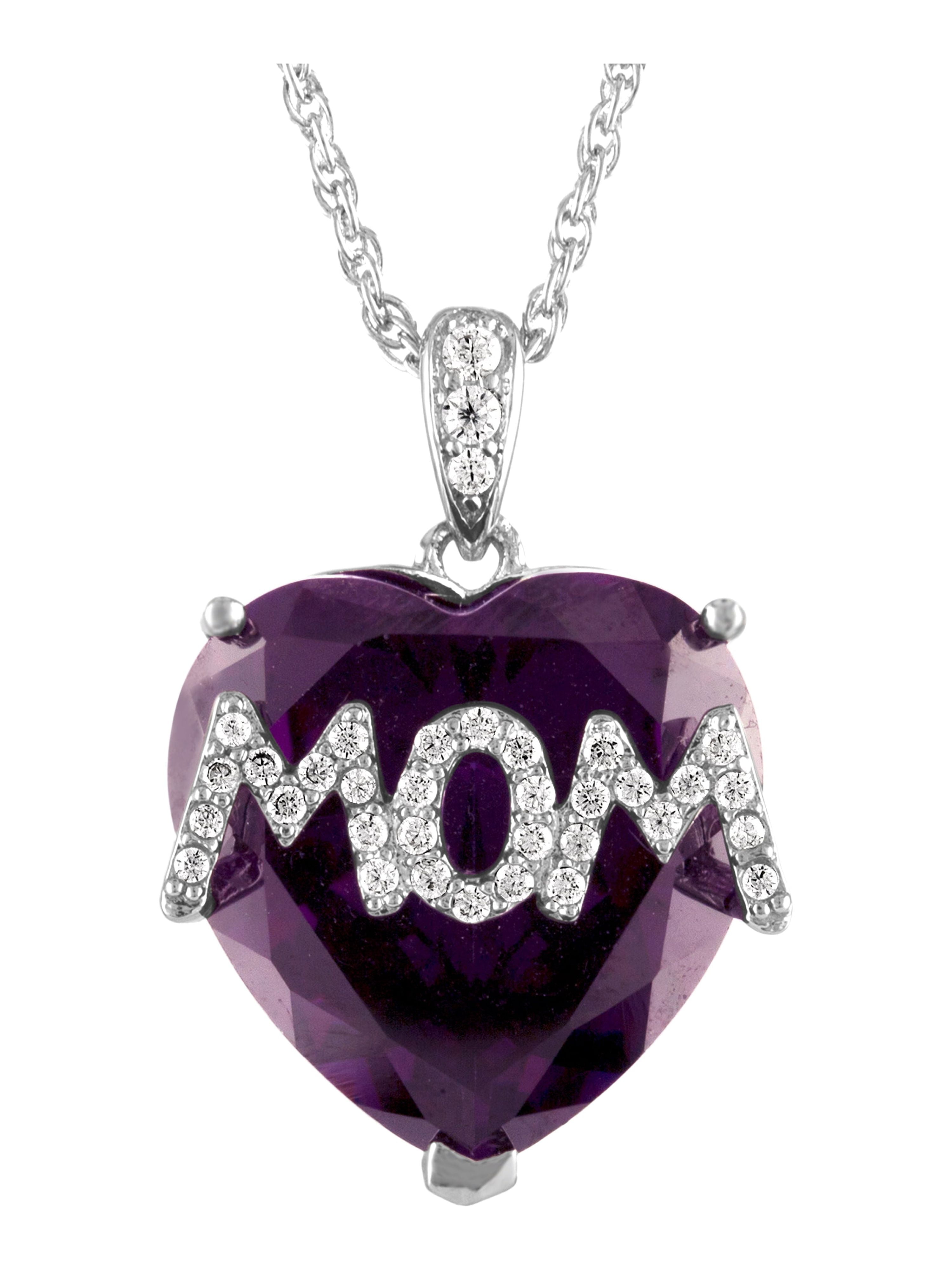 Gemspirations Silver Plated Simulated Amethyst and CZ Heart Pendant