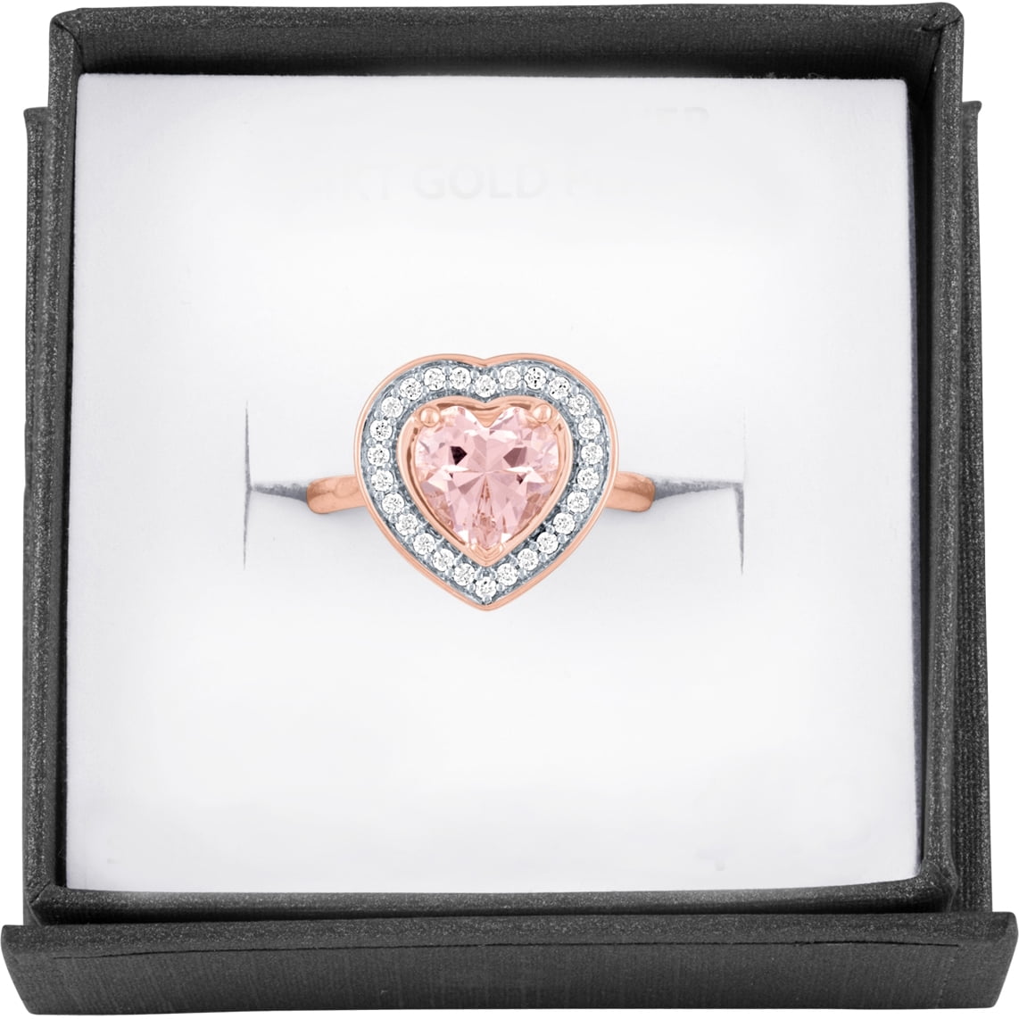 Believe by Brilliance Simulated Morganite and CZ Heart Ring in Sterling Silver with Plating