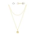 thumbnail image 1 of Believe by Brilliance Simultaed Pearl & Cubic Zirconia Clover Necklace Set in 14KT Gold Flash Plated, 1 of 9