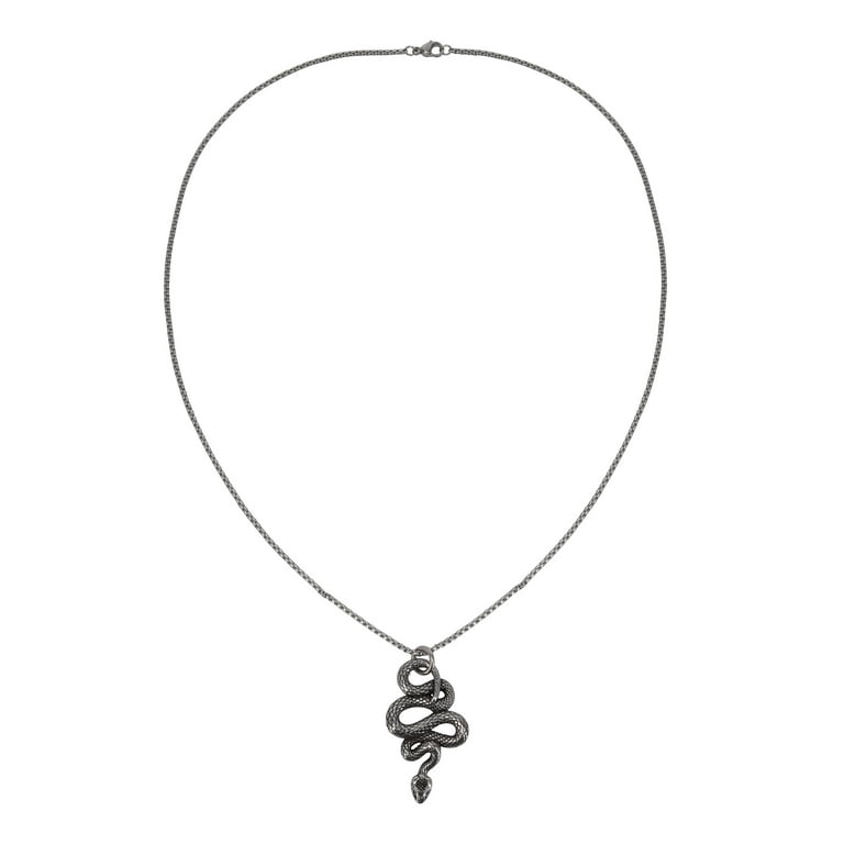 Believe by Brilliance Stainless Steel Men s Textured Snake Necklace