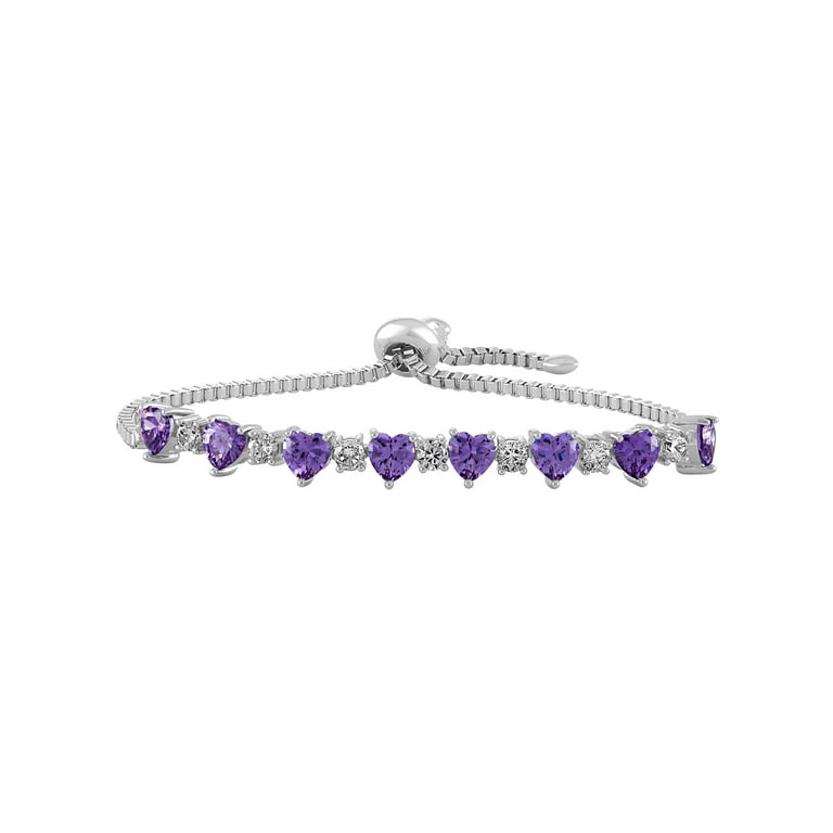 Sterling Silver CZ and Heart Adjustable Bolo Bracelet Sterling Silver CZ and Heart Adjustable Bolo Bracelet