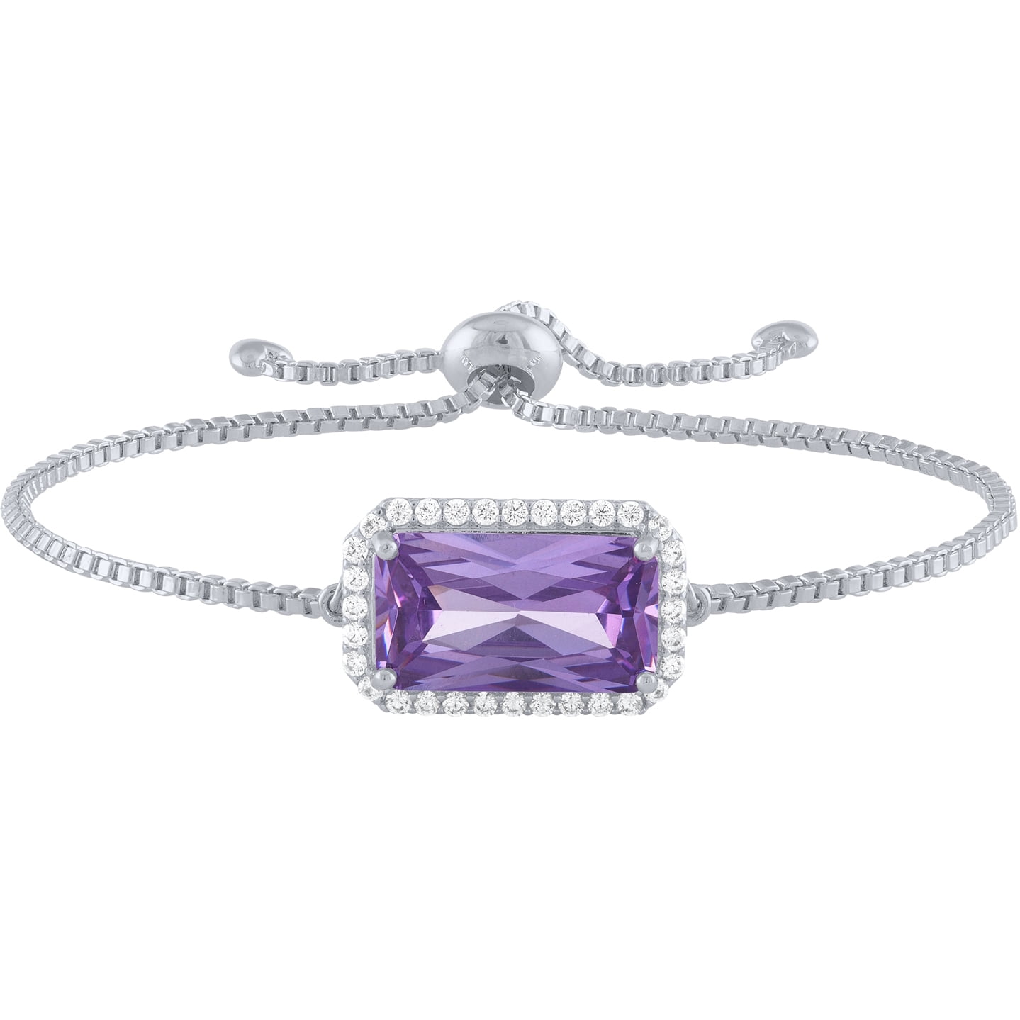 Believe by Brilliance Sterling Silver Plated Simulated Ruby and CZ Heart Adjustable Bracelet