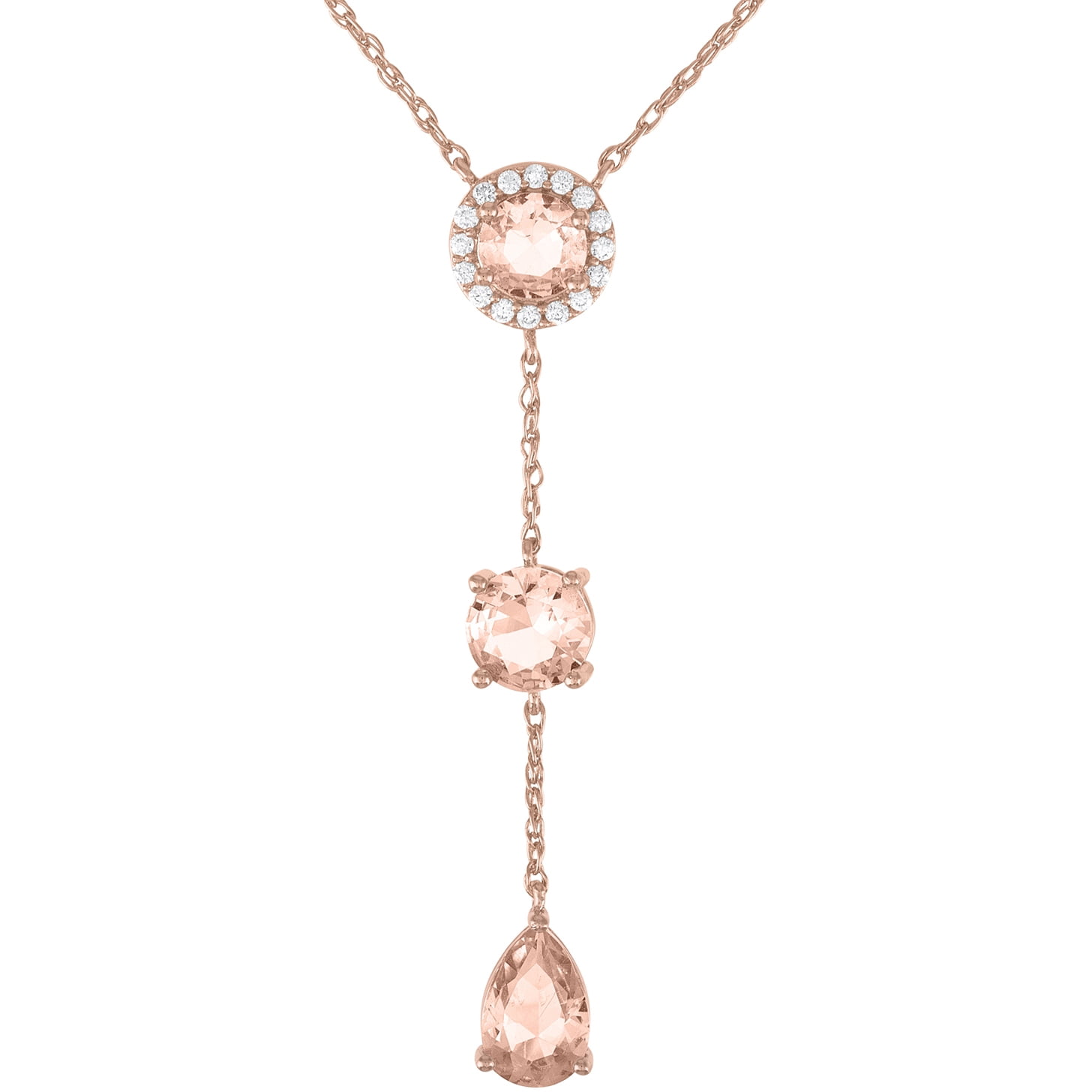 Believe by Brilliance Sterling Silver Plated with 14kt Gold Flash Plating Simulated Morganite and CZ Drop Pendant