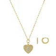 thumbnail image 1 of Believe by Brilliance Women's 14Kt Gold Flash Plated Cubic Zirconia Initial D Heart Pendant Necklace and Hoop Earring Set, 18+2", 1 of 3