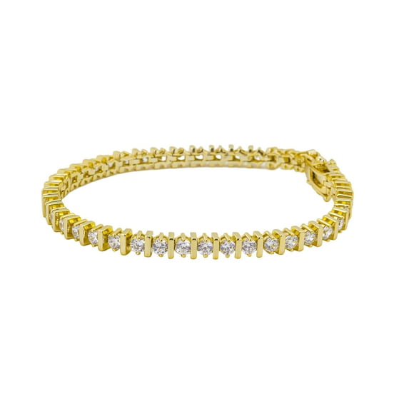 Believe by Brilliance Women's 14Kt Gold Flash Plated Cubic Zirconia Tennis Bracelet, 7.25"