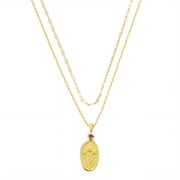 Believe by Brilliance Womens 14Kt Gold Flash Plated Genuine Amethyst Flower Pendant Layered Necklace Set