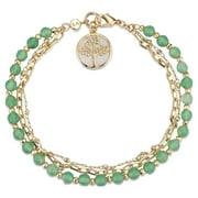 Believe by Brilliance Women's 14Kt Gold Flash Plated Genuine Green Aventurine Stone Tree Layered Bracelet