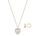 thumbnail image 1 of Believe by Brilliance Women's 14Kt Gold Flash Plated Mother of Pearl Heart Initial "J" Pendant Necklace and Hopp Earring Set, 18+2" Extender, 1 of 3