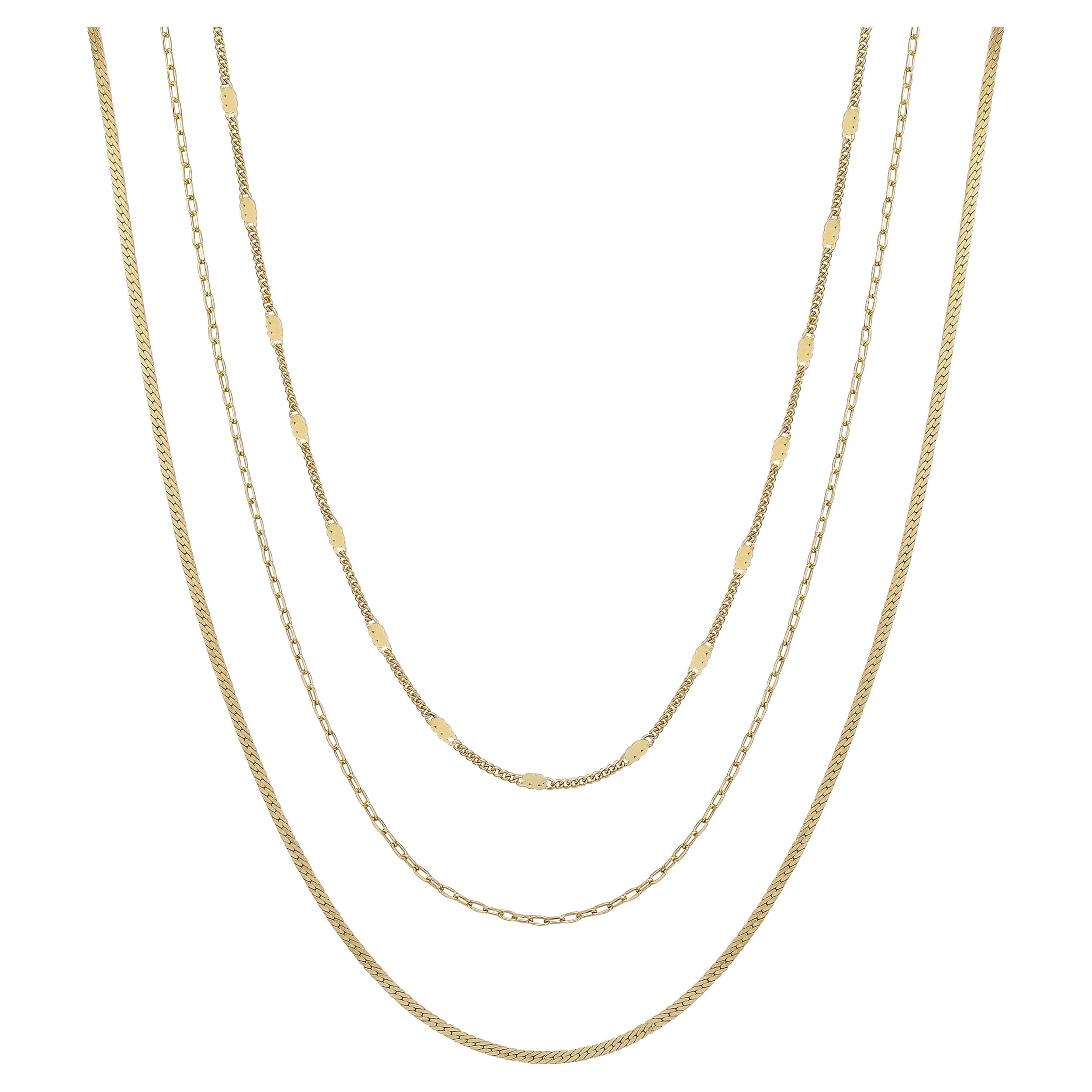 BELIEVE BY BRILLIANCE Women's 14Kt Gold Flash Plated Multi-Length Chain Set, 16+2", 18+2", 20+2" Extender