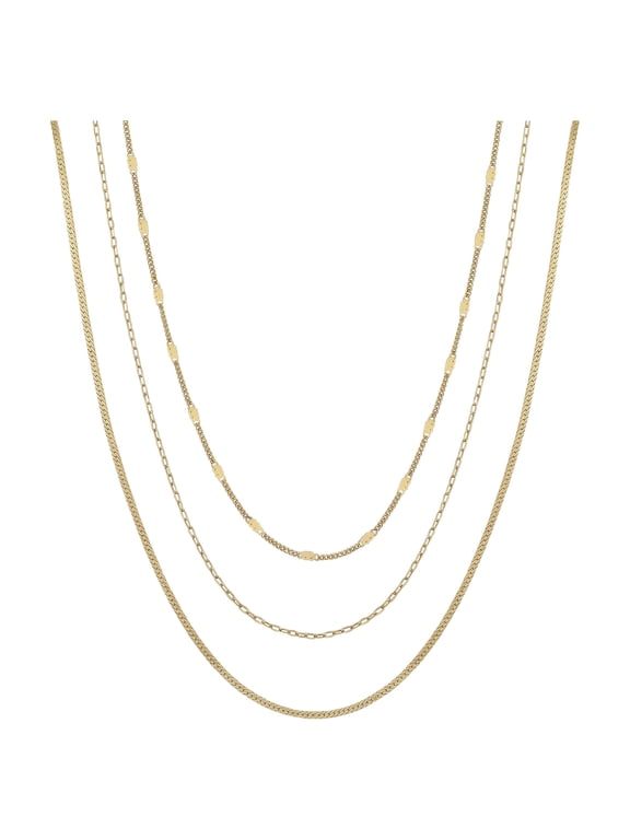 Women's 14Kt Gold Flash Plated Multi-Length Chain Set, 16+2", 18+2", 20+2" Extender