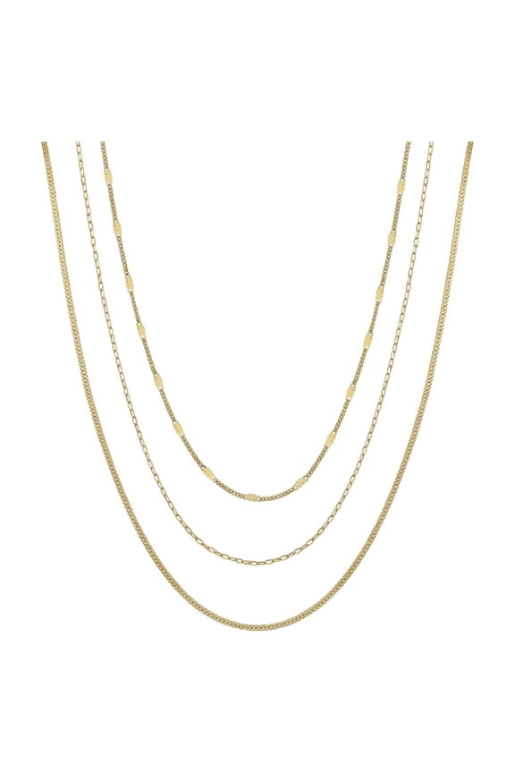 Women's 14Kt Gold Flash Plated Multi-Length Chain Set, 16+2", 18+2", 20+2" Extender