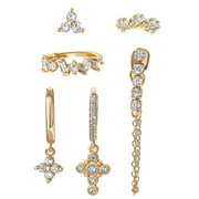 Believe by Brilliance Women's 14kt Gold Flash Plated Cubic Zirconia 6pc Singlet Earring Set