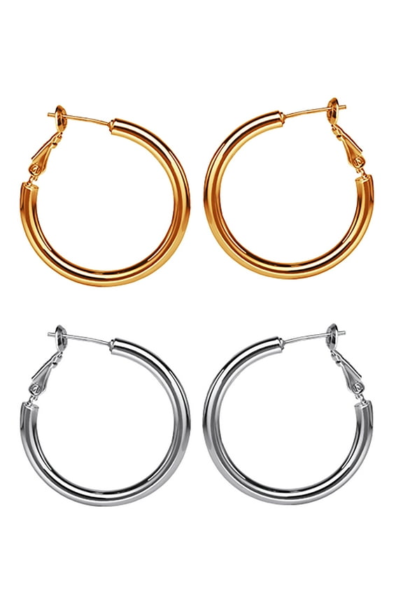 - Women's 14kt Gold Flash Plated Hoop Earring Set