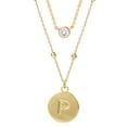 thumbnail image 1 of Believe by Brilliance- Women's 14kt Gold Flash Plated Layered Cubic Zirconia and Initial P Necklace Set, 1 of 4