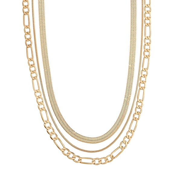 Believe by Brilliance - Women's 14kt Gold Flash Plated Triple Layer Necklace Set