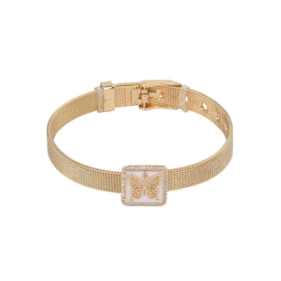 Believe by Brilliance Women's Adult Female 14KT Gold Flash Plated Filligree Butterfly Bracelet