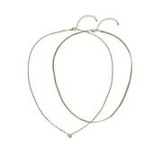 Believe by Brilliance Womens Adult Female 14kt Gold Flash Plated Chain and CZ Stone Layered Necklace