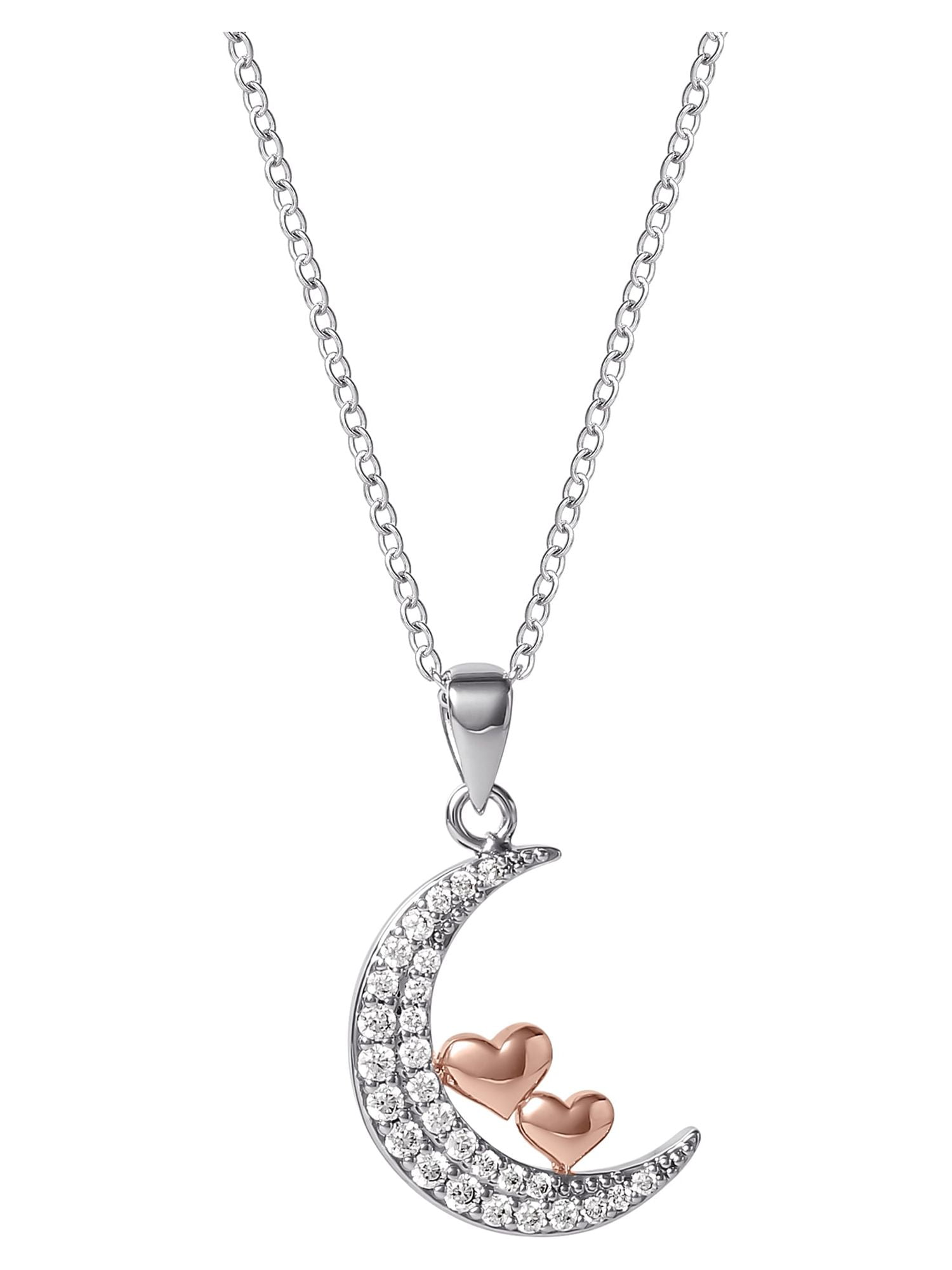Believe by Brilliance, Women's Brass Pink Gold Plated Cubic Zirconia Pendant, 18" +2"