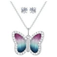 thumbnail image 1 of Believe by Brilliance Women's Crystal Butterfly Set in Fine Silver Plated Brass, 1 of 6