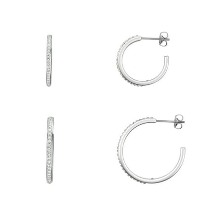 Believe by Brilliance Women's Crystal Hoop Earring Set
