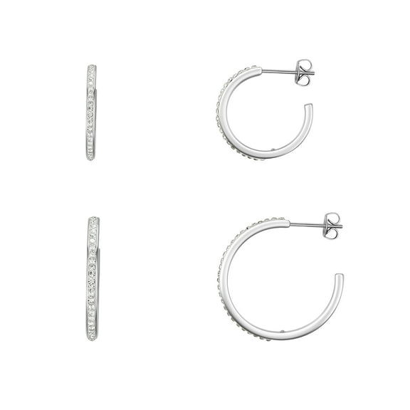 Believe by Brilliance Women's Crystal Hoop Earring Set