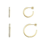 Believe by Brilliance Women's Crystal Hoop Earring Set
