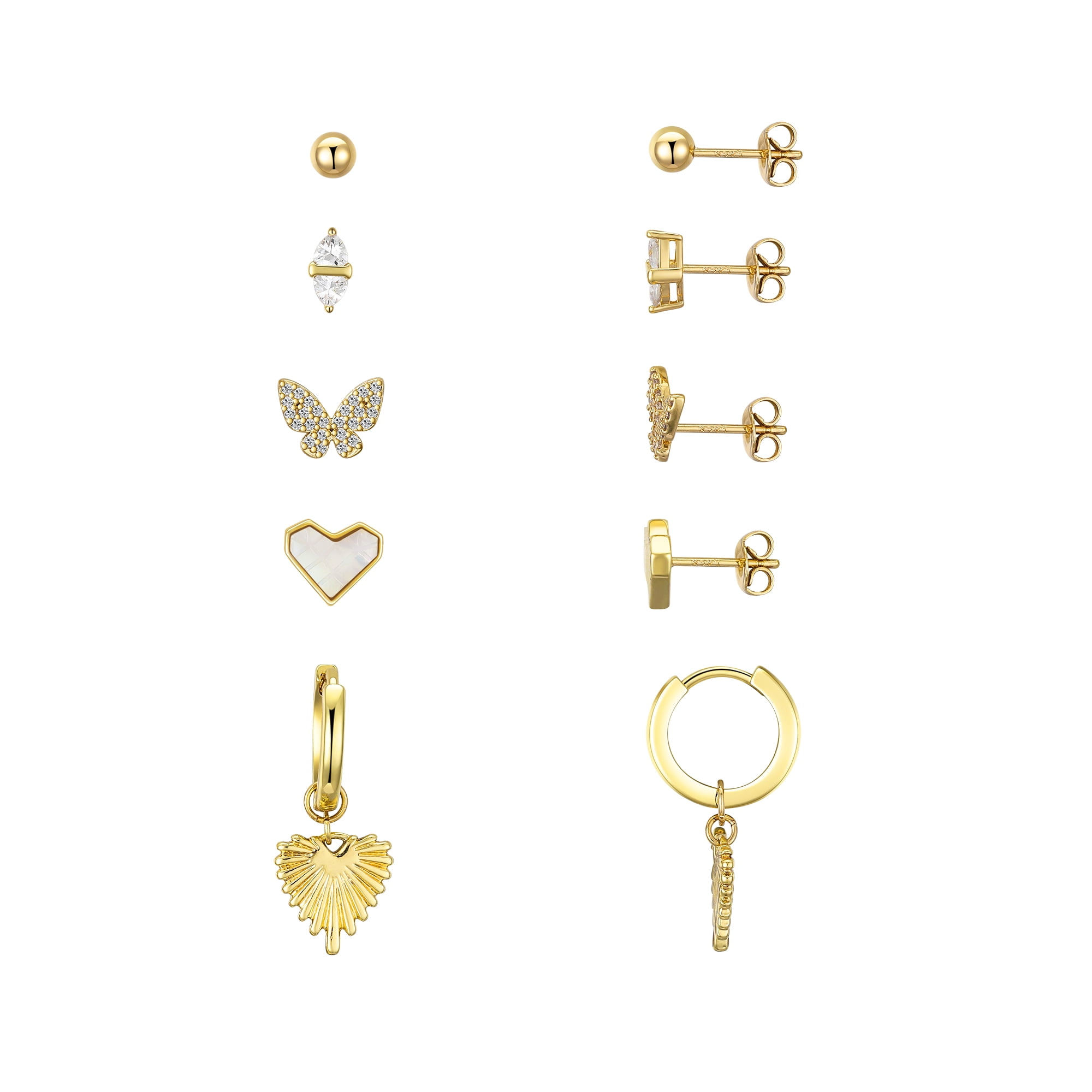 BELIEVE BY BRILLIANCE Women's Cubic Zirconia Butterfly Mother of Pearl Heart Earring Set