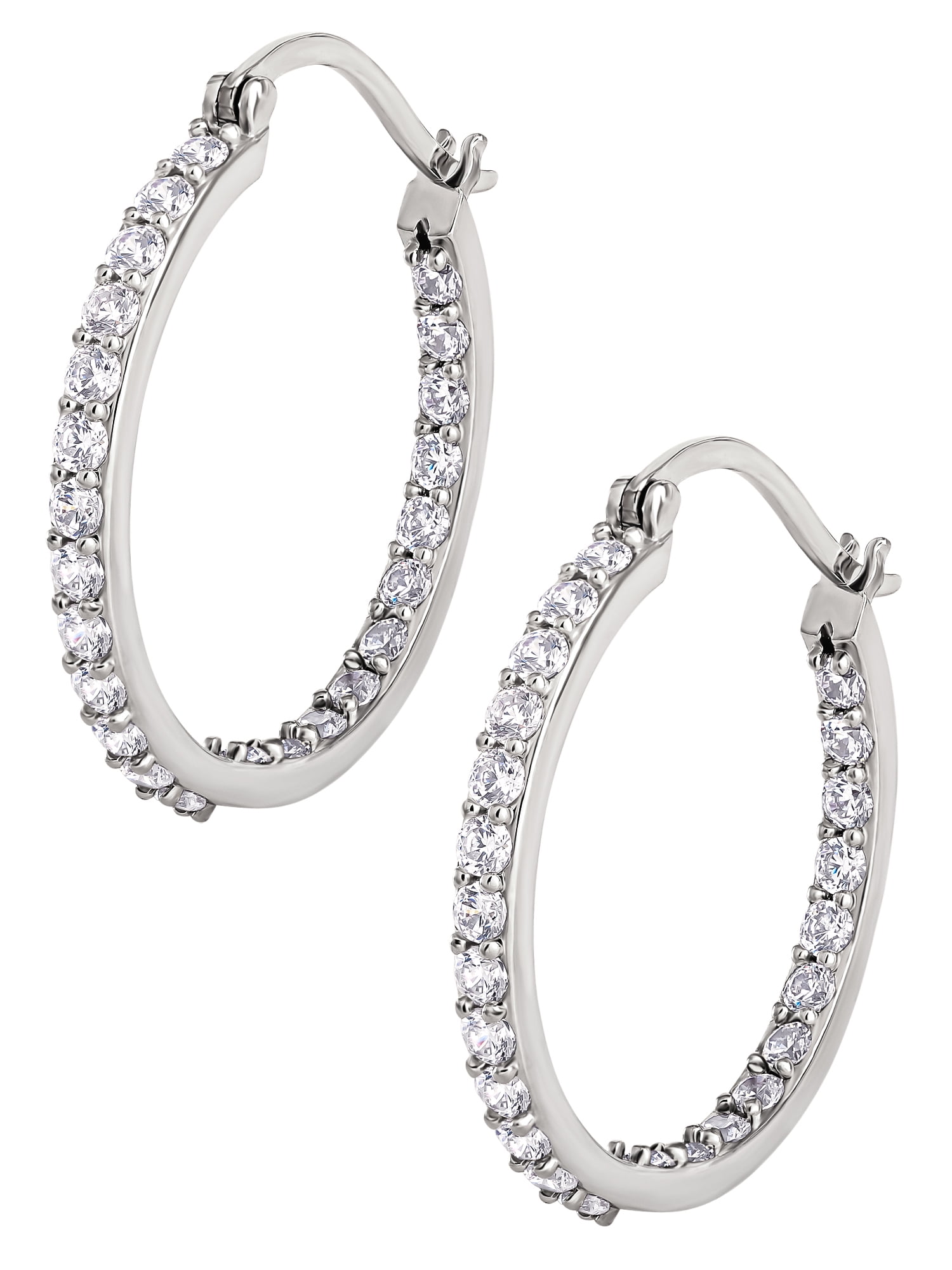 Believe by Brilliance Women's Cubic Zirconia Hoop Earrings