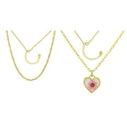 BELIEVE BY BRILLIANCE Women's Daisy Double Necklace Set in 14KT Gold Flash Brass