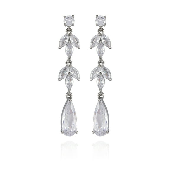 Believe by Brilliance Women's Fine Silver Plate Chandelier Earrings with Cubic Zirconia Stones