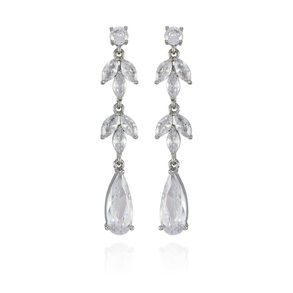 Believe by Brilliance Women's Fine Silver Plate Chandelier Earrings with Cubic Zirconia Stones