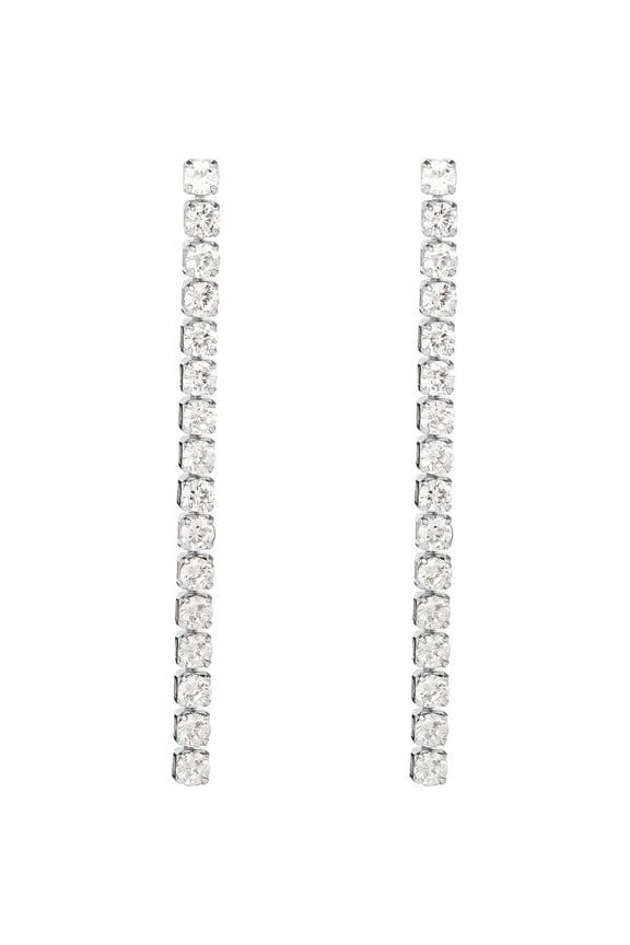- Women's Fine Silver Plated Cubic Zirconia Drop Earrings