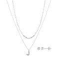 thumbnail image 1 of Believe by Brilliance Women's Fine Silver Plated Cubic Zirconia Initial "A" Pendant Necklace and Stud Earring Set, 16/18+2" Extender, 1 of 3