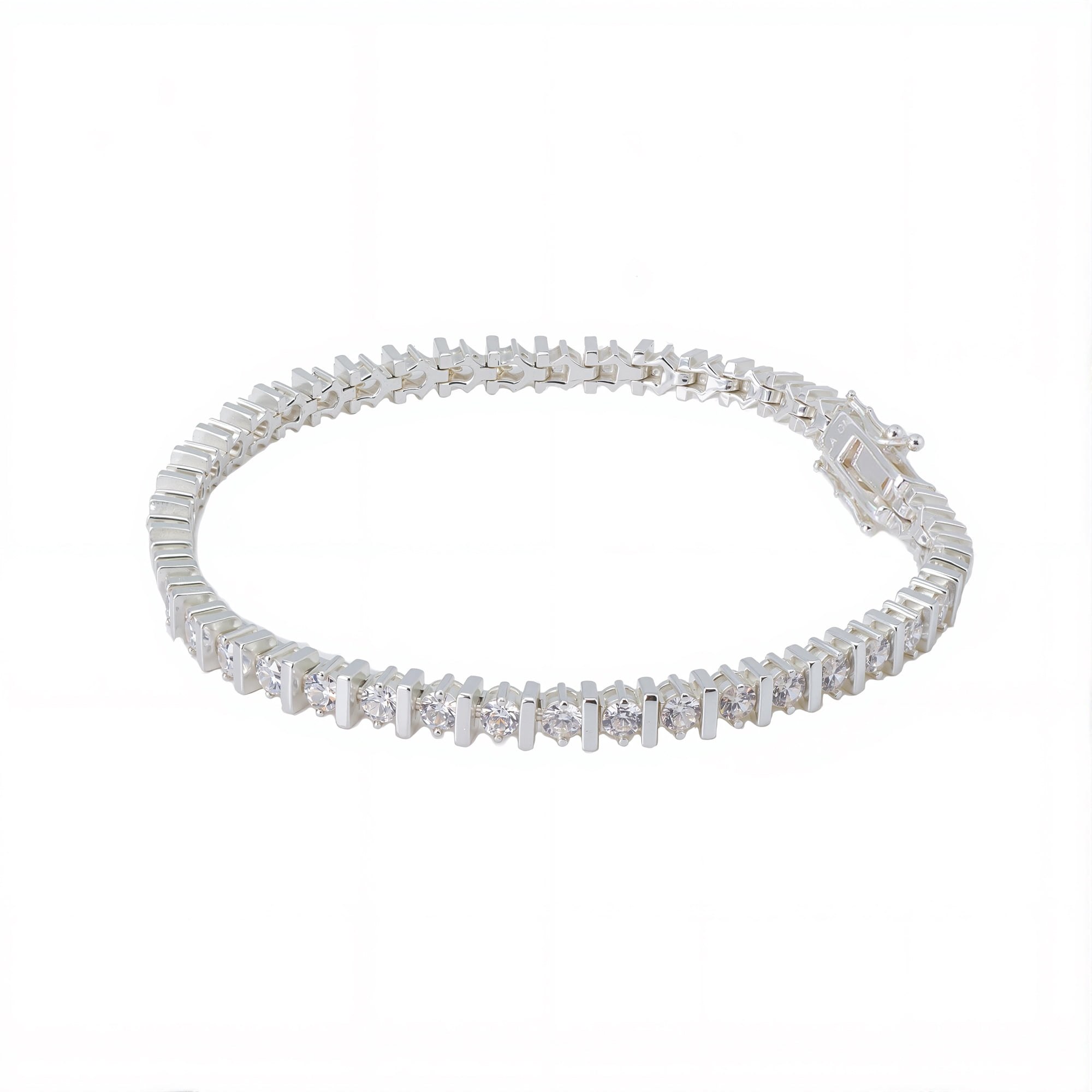 Believe by Brilliance Women's Silver Plated Cubic Zirconia Tennis Bracelet, 7.25"