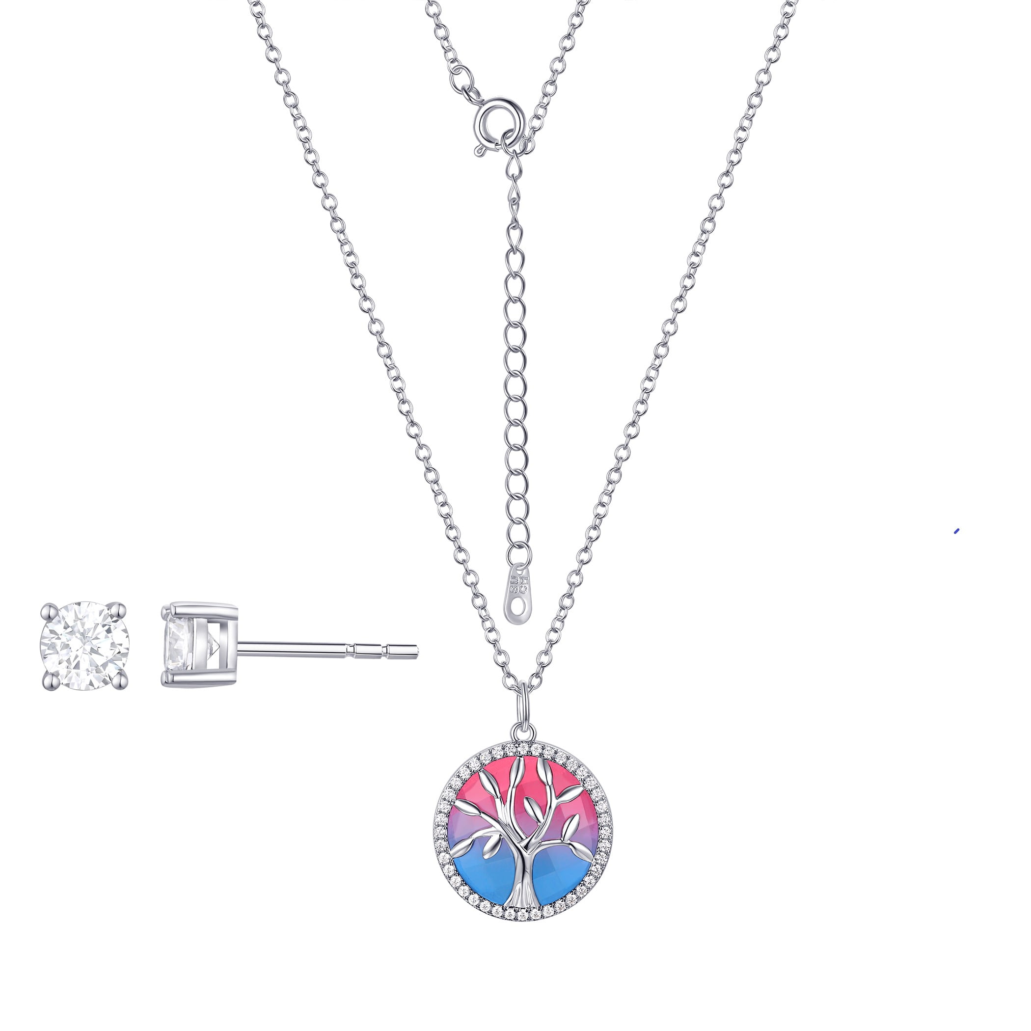 Believe by Brilliance Women's Fine Silver Plated Pendant & Earring Set with Crystal & Cubic Zirconia