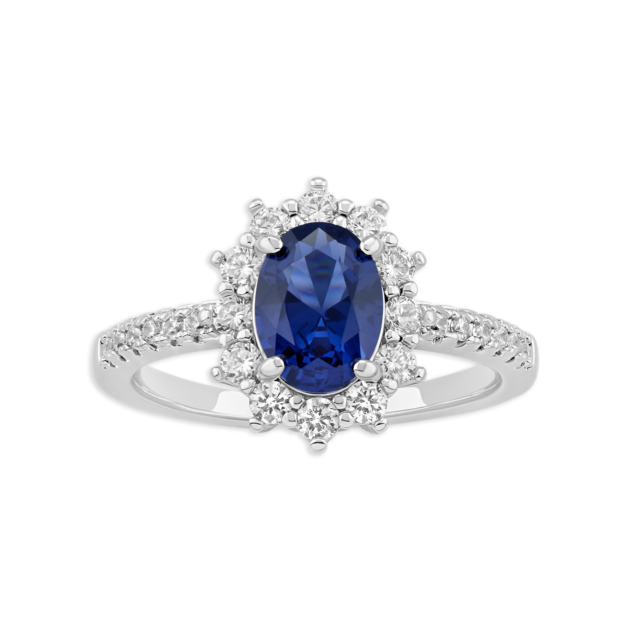 Believe Women's Silver Plated Sapphire Cubic Zirconia Ring Size