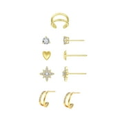 Believe by Brilliance Womens Four Earring Set with Cuff in 14KT Gold Flash Plated Brass