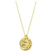 Believe by Brilliance Women's Gold Plated "I Love You to the Moon & Back" Necklace